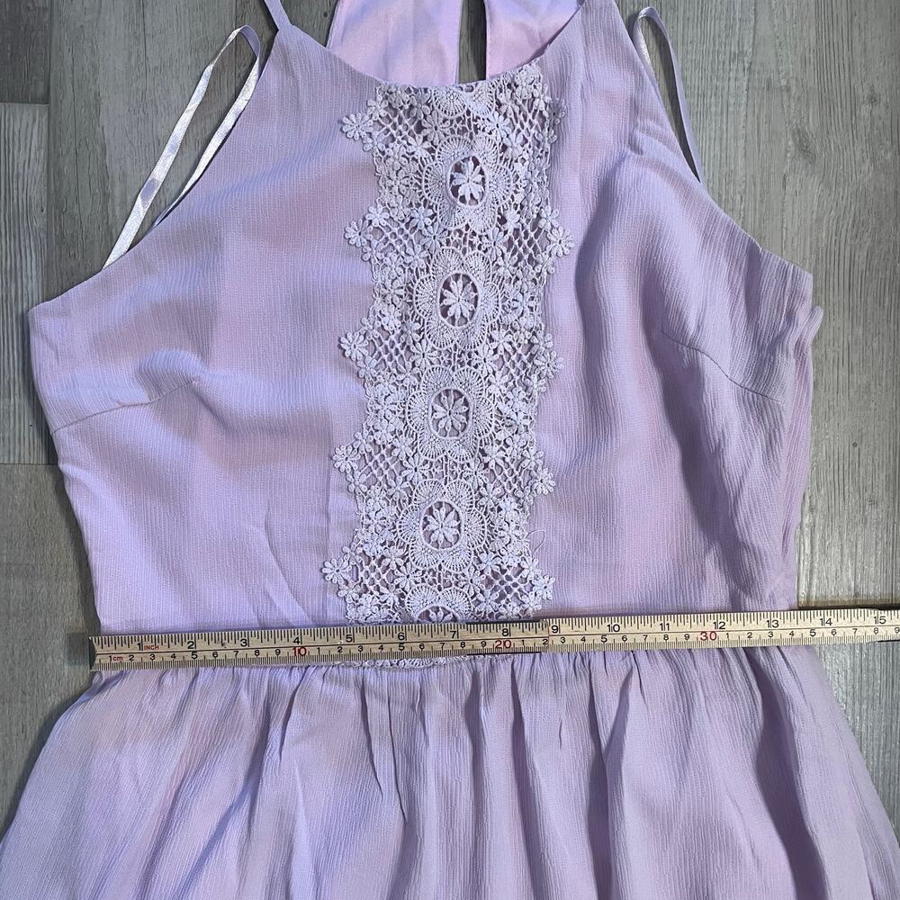 Altar’d State halter style lavender mini dress with crochet detail. Size medium - Picture 4 of 12